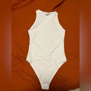White high neck bodysuit